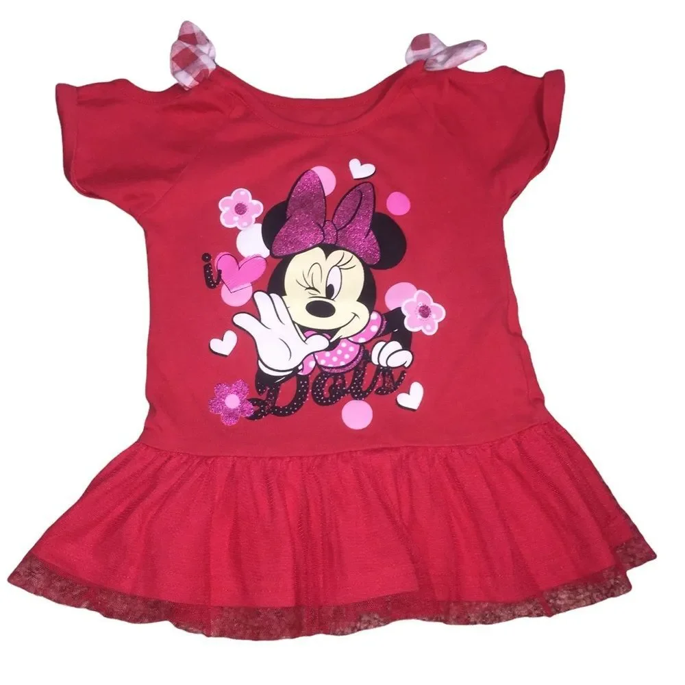 4/$20 Minnie Mouse Cold Shoulder Shirt Size 4T Red Disney Layered